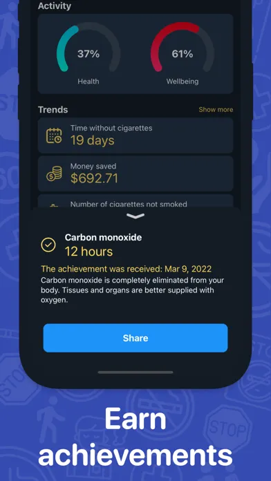 Quit smoking tracker. Stop now スクリーンショット