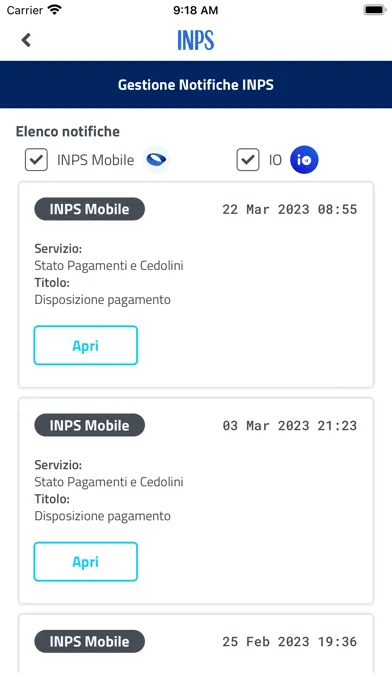 Captures d'écran de INPS mobile