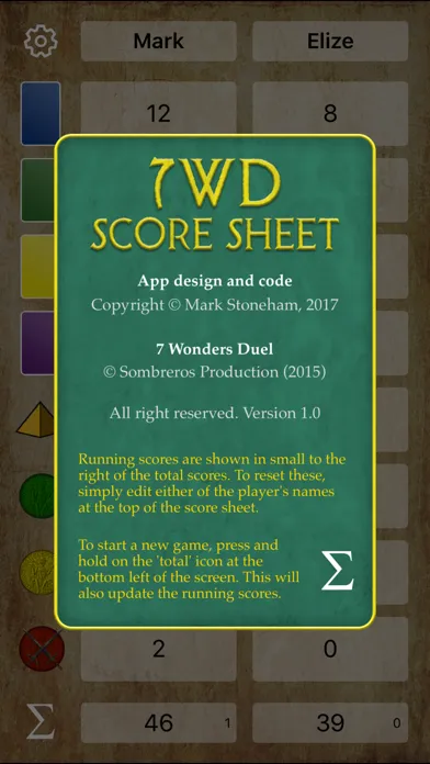 Tangkapan layar 7WD – Score Sheet