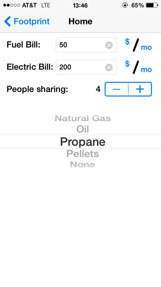 Tangkapan layar CO2 Footprint