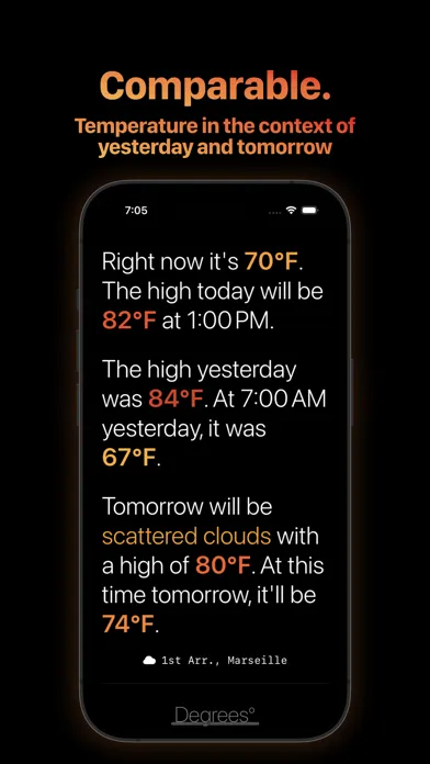 Capturas de pantalla de Degrees — Comparable Weather
