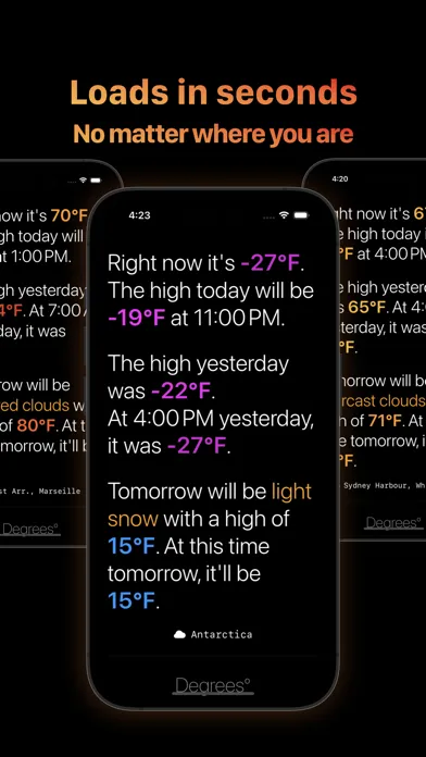 Capturas de pantalla de Degrees — Comparable Weather