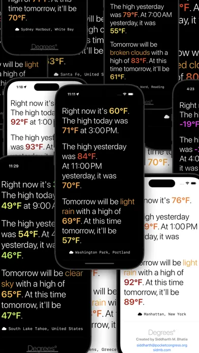 Capturas de pantalla de Degrees — Comparable Weather
