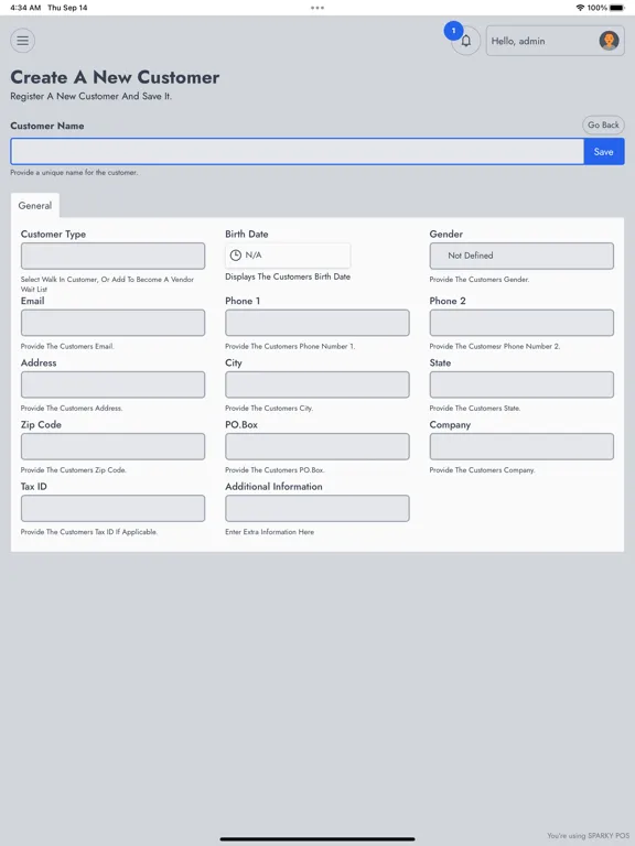 SparkyPOS iPad 应用截图