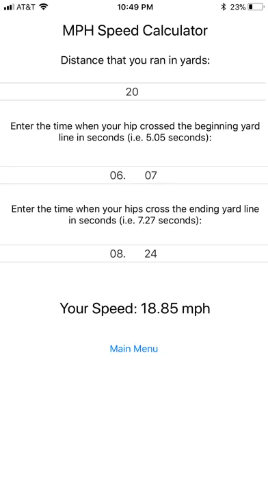 ภาพหน้าจอของ MPH Speed Calculator for Hudl