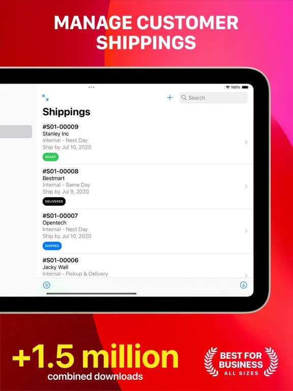 Tangkapan layar Shipping for Business iPad 