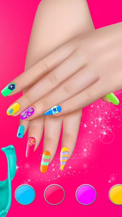 Manicure in Stylish Salon – Acrylic Nail Polish with Fancy Glow and Neon Design for Glamorous Girls应用截图