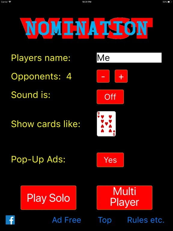 Ảnh chụp màn hình của Nomination Whist iPad 