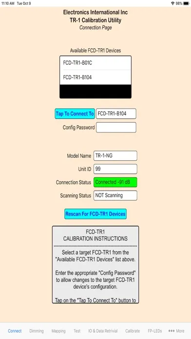 Captures d'écran de FCD-TR1 Adapter Application