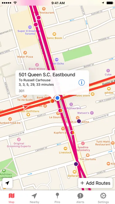 Tangkapan layar TTC Watch for Toronto