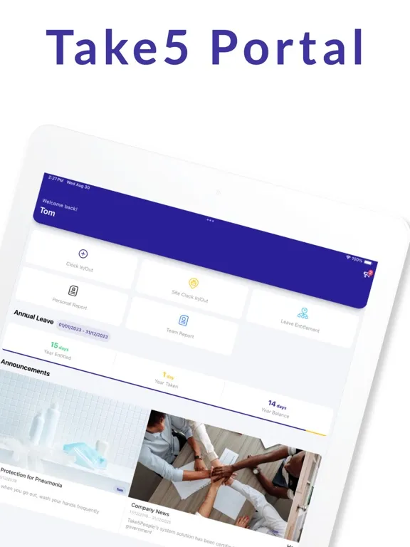Capturas de tela do Take5 Portal - HRMS ePortal iPad 