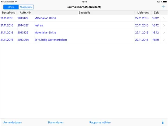Zrzuty ekranu SORBA Bestellung iPad 
