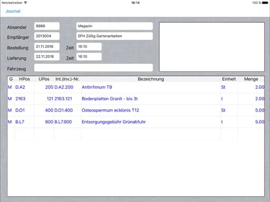 Zrzuty ekranu SORBA Bestellung iPad 
