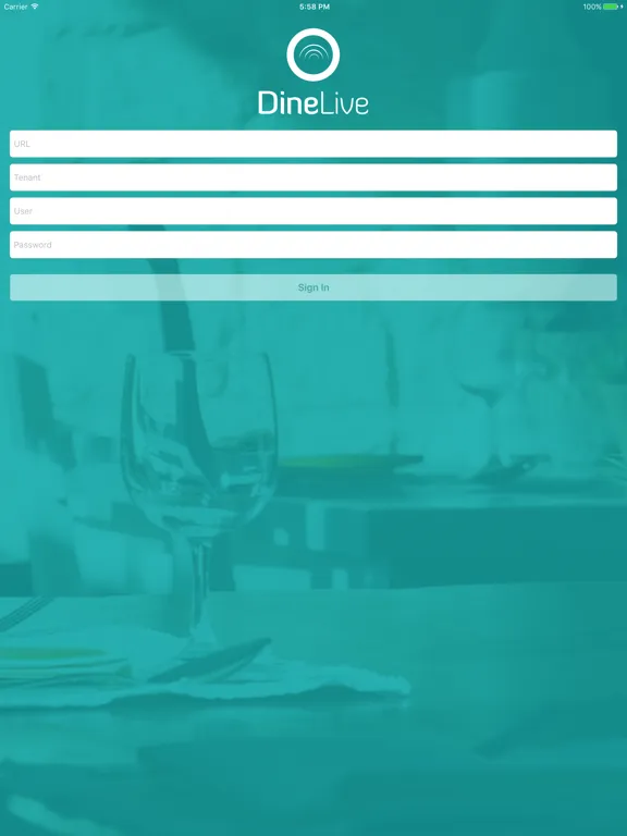 Ảnh chụp màn hình của DineLive iPad 