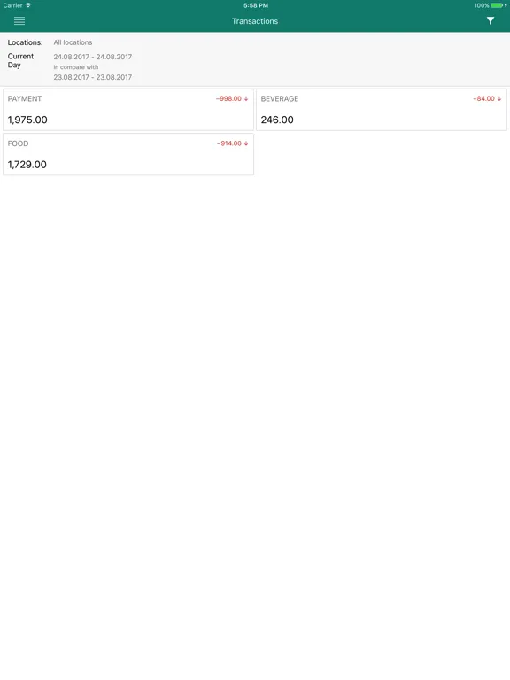 Ảnh chụp màn hình của DineLive iPad 