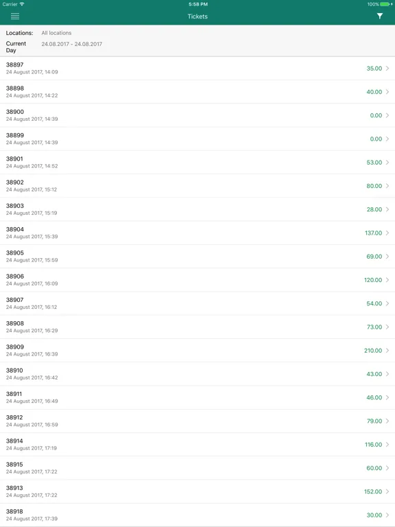 Ảnh chụp màn hình của DineLive iPad 