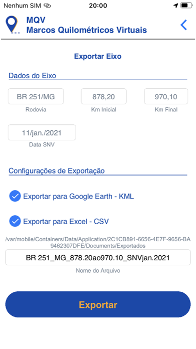 Capturas de tela do MQV
