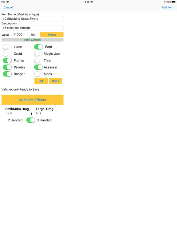 Screenshot di Character Gen for 1st Ed DnD iPad 