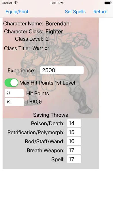 Screenshot di Character Gen for 1st Ed DnD