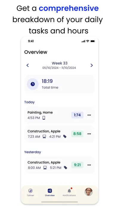 ภาพหน้าจอของ Hours - Time tracking
