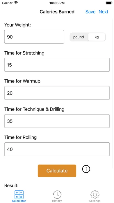 BJJ Calculator - Calories Burn Screenshots