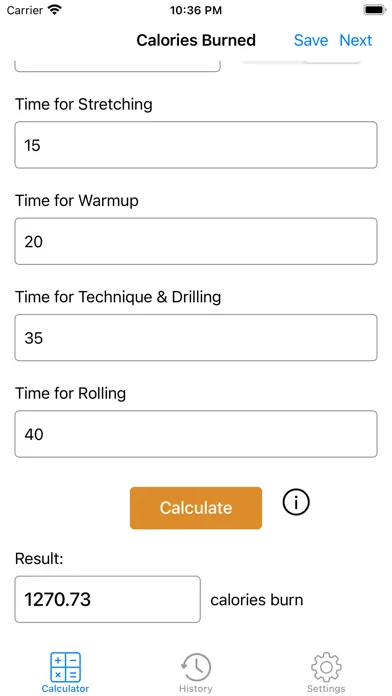 BJJ Calculator - Calories Burn Screenshots