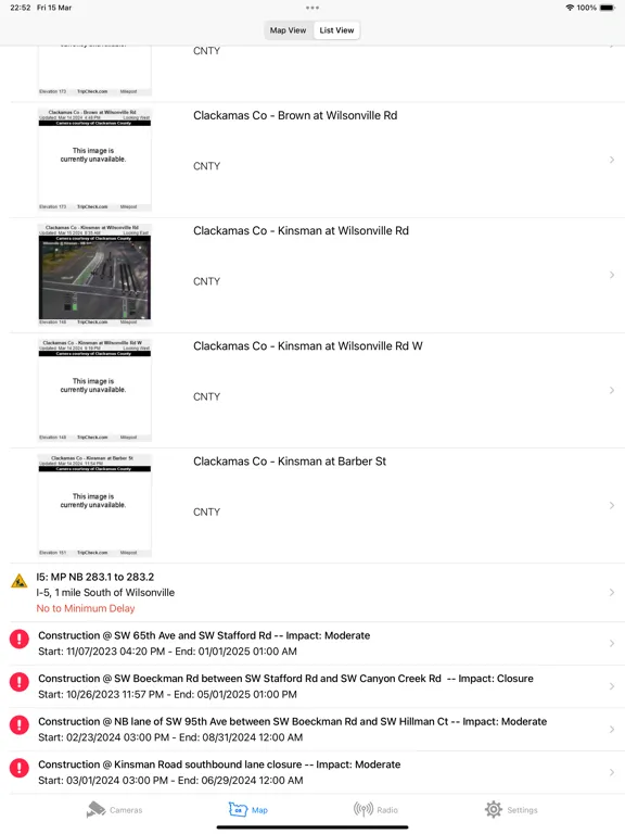 Oregon Road and Traffic Cams iPad  스크린샷