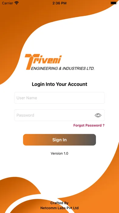 Ảnh chụp màn hình của Triveni Group HRMS