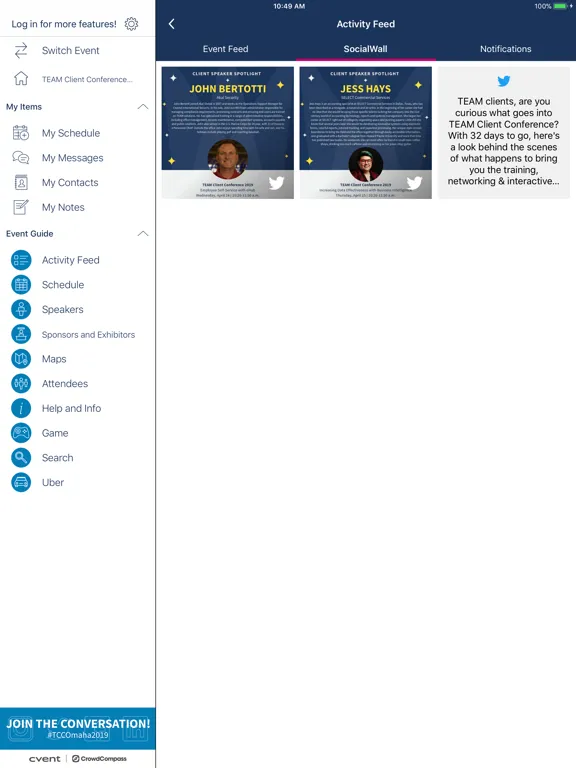 TEAM Client Conference iPad  Screenshots