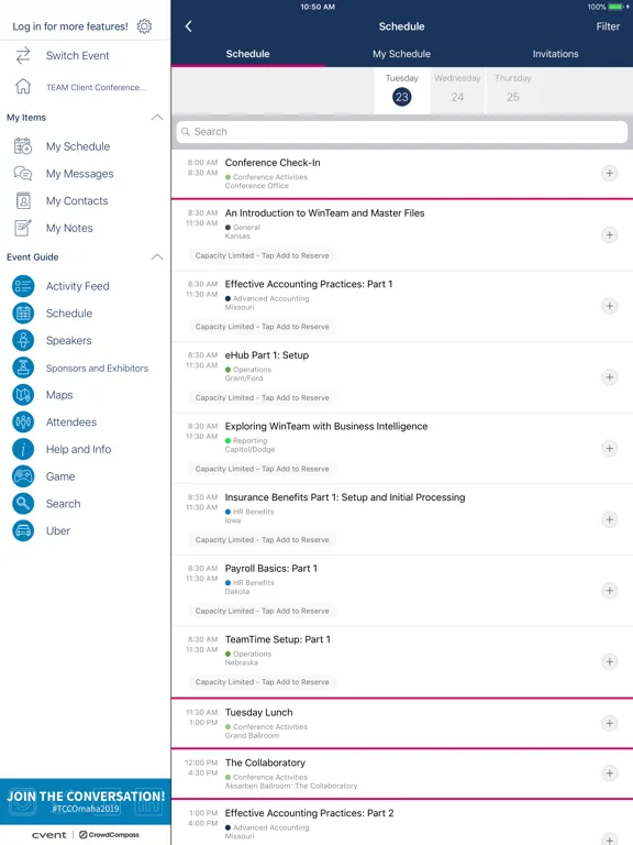 TEAM Client Conference iPad  Screenshots