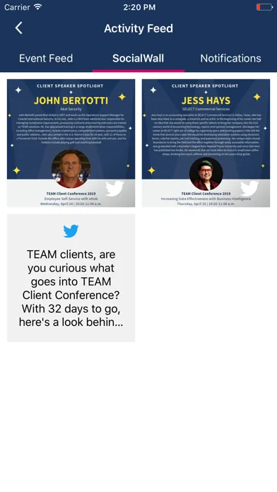 TEAM Client Conference Screenshots