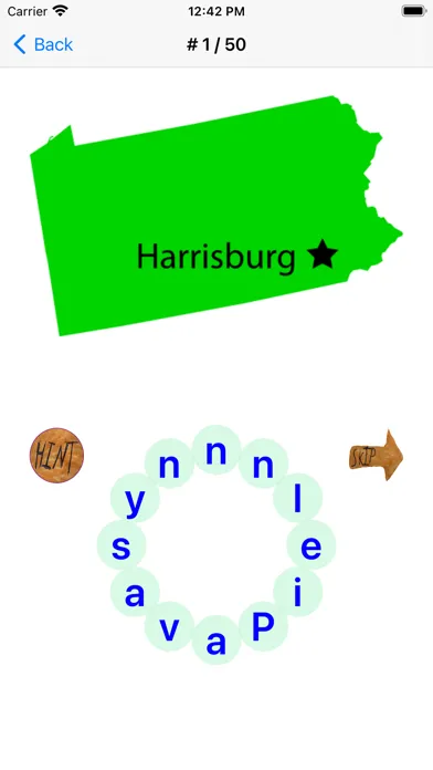 Ảnh chụp màn hình của US States, Maps, Capitals Quiz