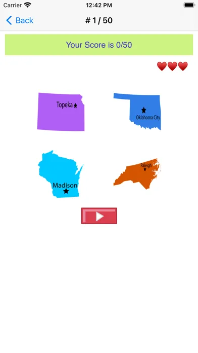 Ảnh chụp màn hình của US States, Maps, Capitals Quiz
