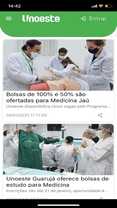 Скриншоты Aplicativo da Unoeste