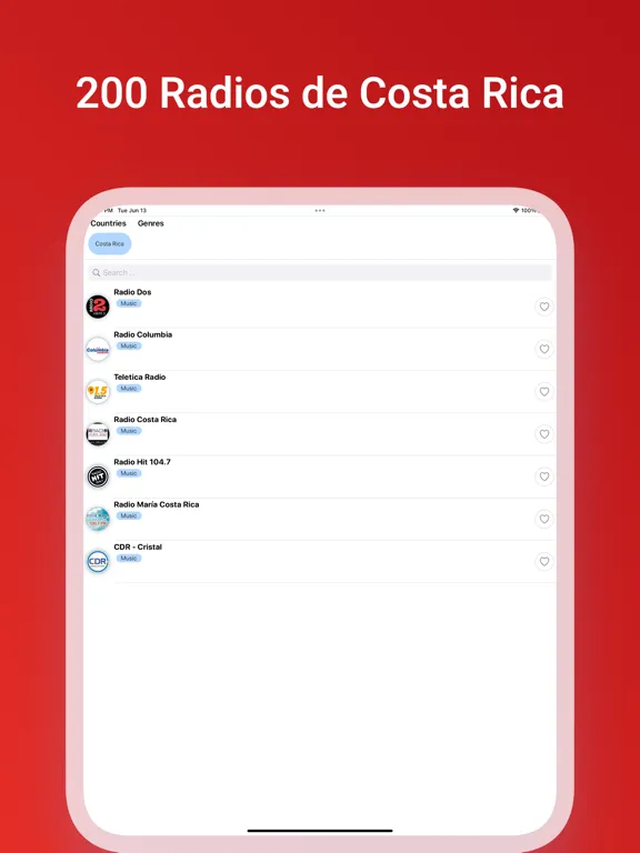 Costa Rica Estaciones de radio iPad 应用截图
