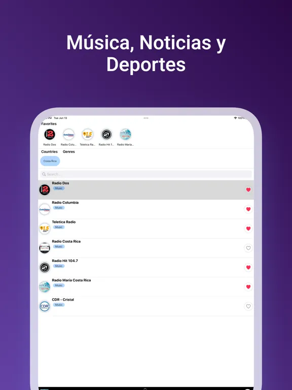 Costa Rica Estaciones de radio iPad 应用截图