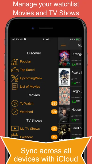 Capturas de tela do My Movies & TV Shows Watchlist