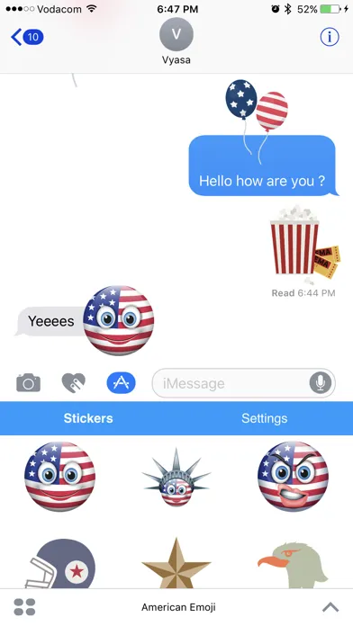 Tangkapan layar American Emoji - Great Emoticons for Texting