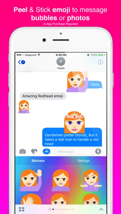 Redhead Emoji Stickers for iMessage स्क्रीनशॉट