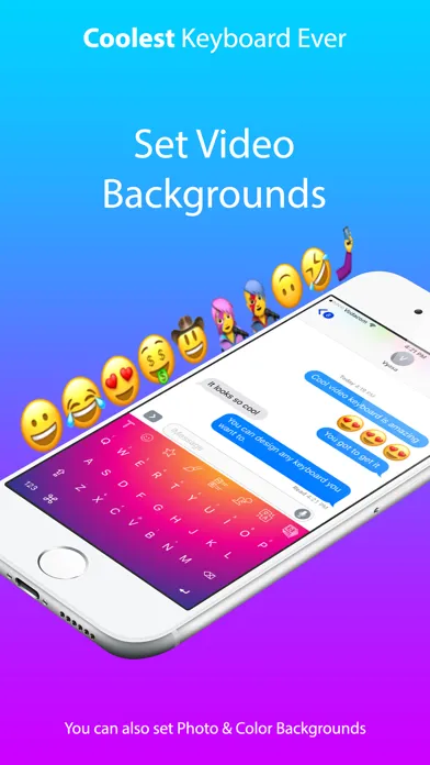 Cool Video Keyboard - Custom Emoji & Rainbow Theme Screenshots