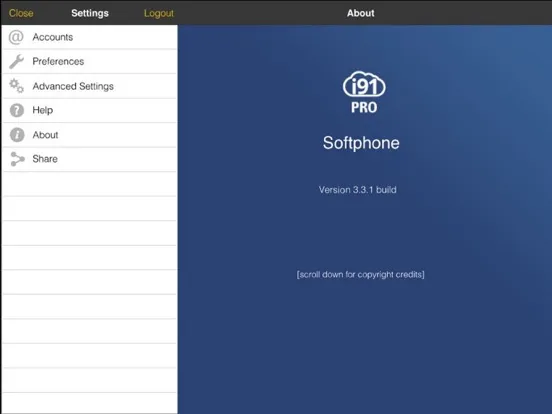 Capturas de tela do Softphone i91 Pro iPad 