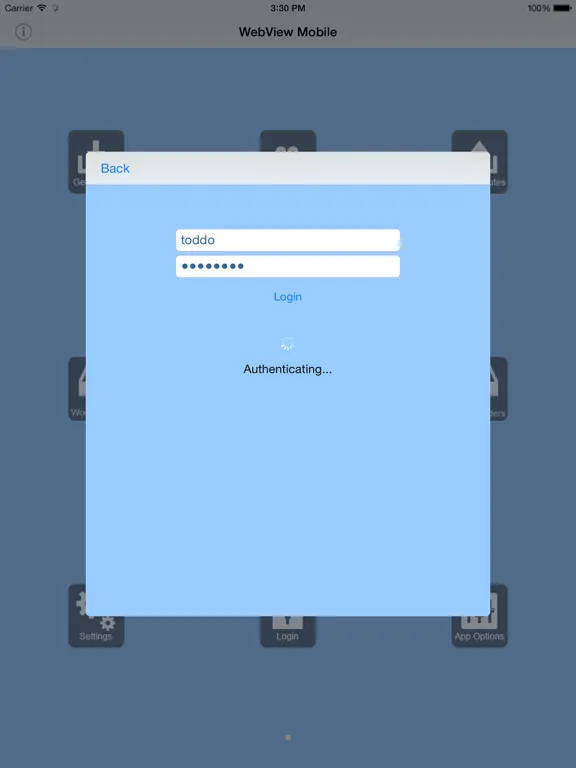 Ảnh chụp màn hình của WebView Data Collector iPad 