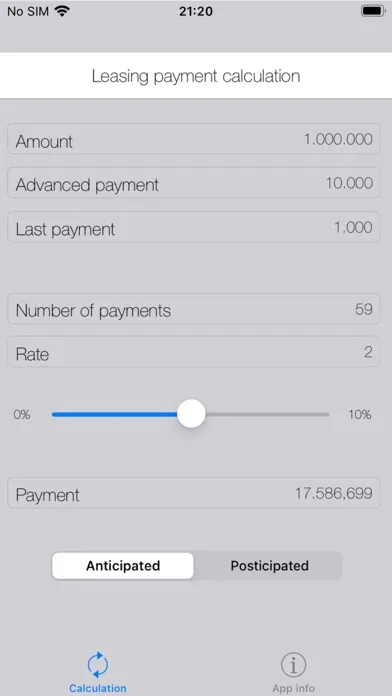 Leasing Calculators Ekran Görüntüleri