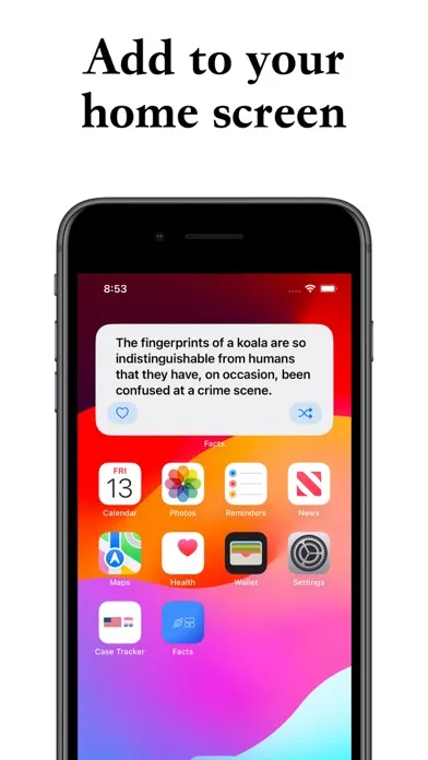 Tangkapan skrin Fact Widget