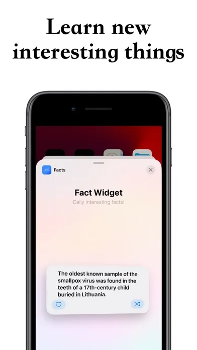 Tangkapan skrin Fact Widget