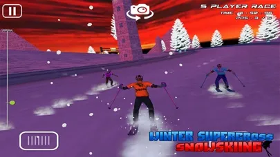 Capturas de tela do Winter Super Cross SnowSkiing - Free 3D Snow Water Racing Madness Game