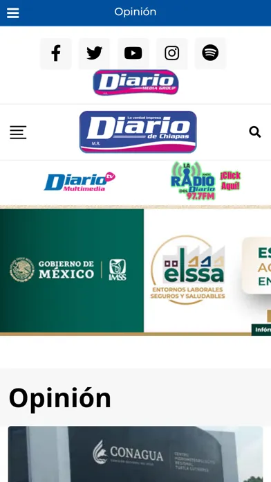 Capturas de tela do Diario de Chiapas