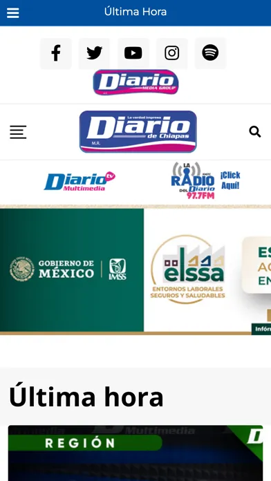 Capturas de tela do Diario de Chiapas