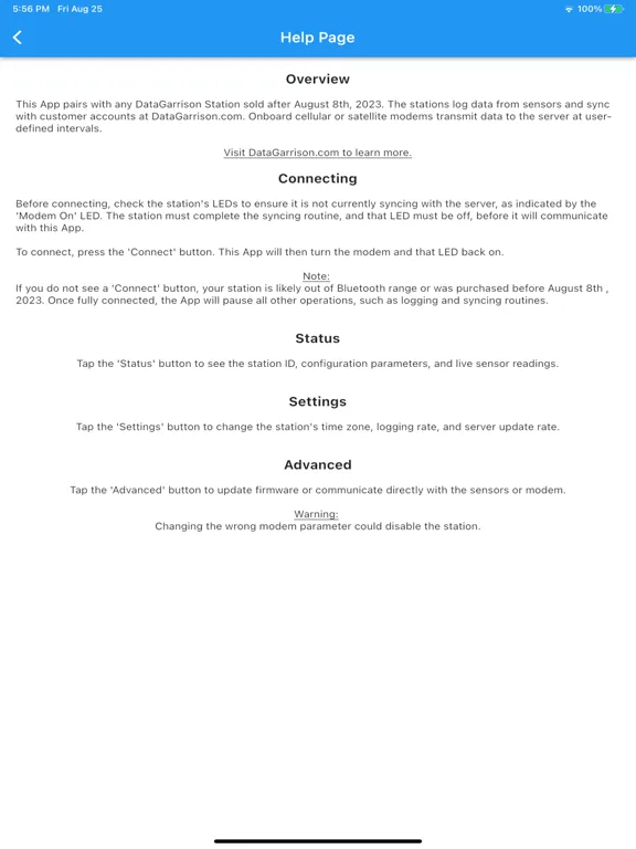DataGarrison Utility iPad  Screenshots