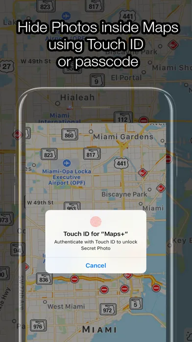 Maps+ Hide Photos inside Maps Using Fingerprint Screenshots